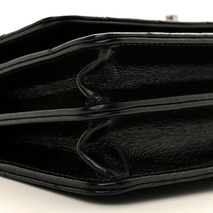 Chanel Shiny Crumpled Calfskin Strass Quilted Top Handle Clutch With Chain Black 10 of 11