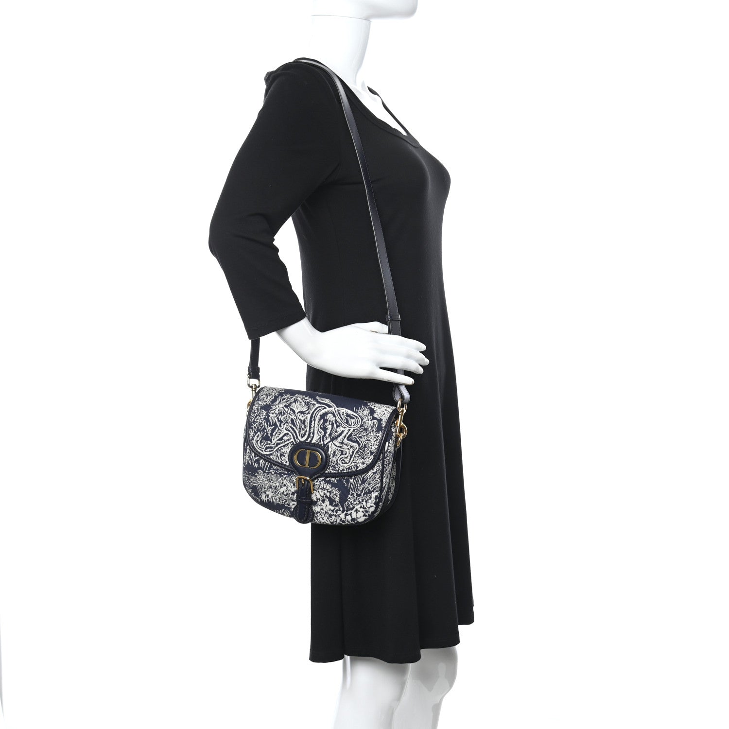 Christian Dior Canvas Toile de Jouy Reverse Embroidered Medium Bobby Flap Blue 2 of 9