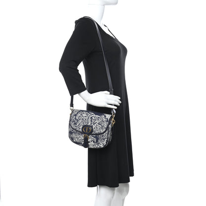 Christian Dior Canvas Toile de Jouy Reverse Embroidered Medium Bobby Flap Blue 2 of 9