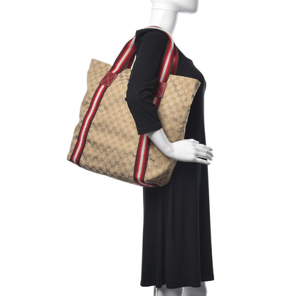 Gucci GG Monogram Medium Web Handle Vertical Tote Red 2 of 9