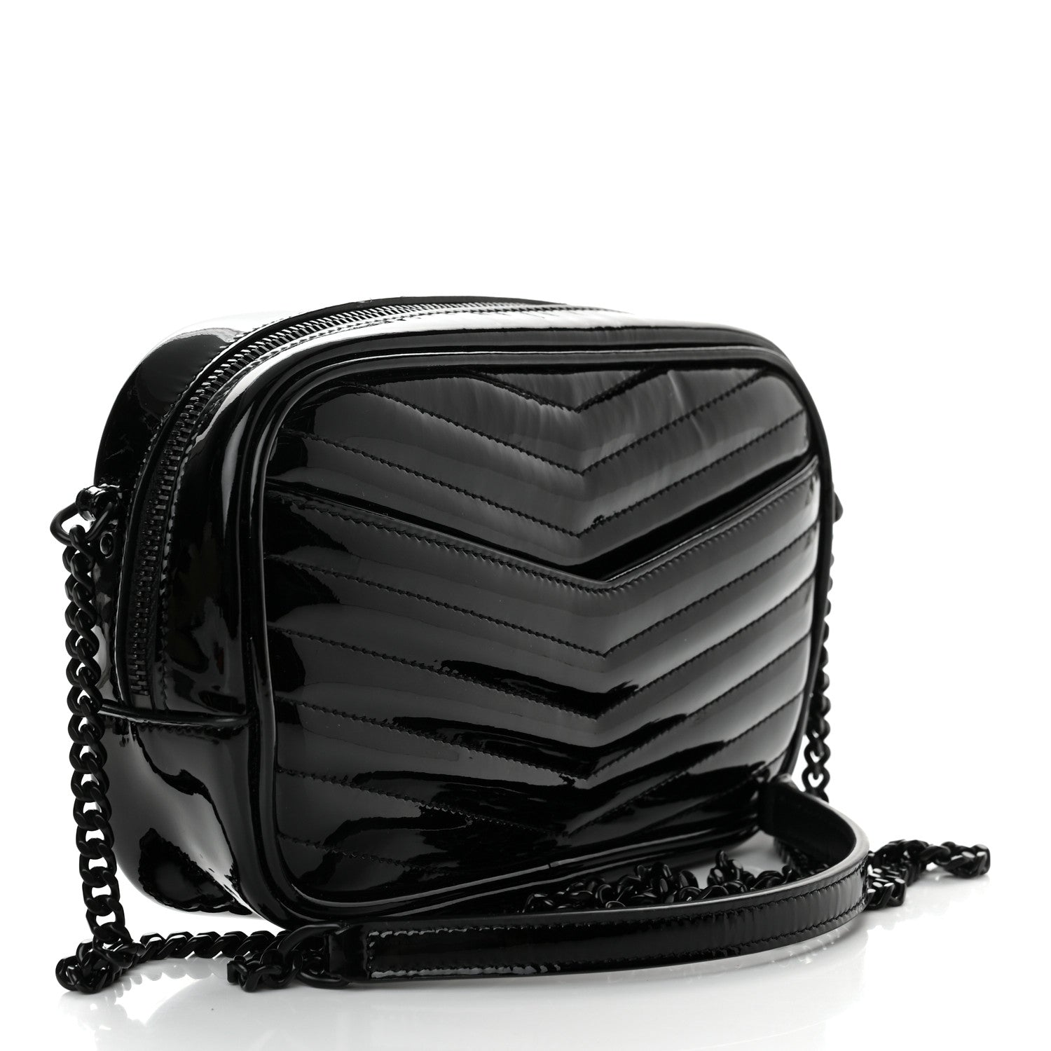 Saint Laurent Patent Calfskin Matelasse Monogram Mini Lou Camera Bag Black 3 of 10