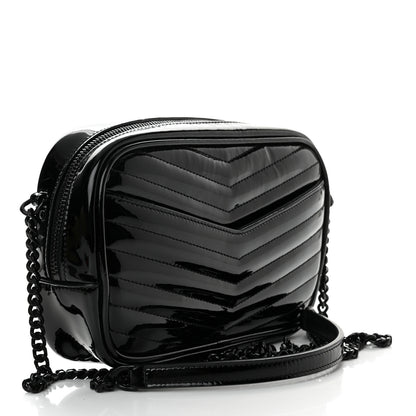 Saint Laurent Patent Calfskin Matelasse Monogram Mini Lou Camera Bag Black 3 of 10
