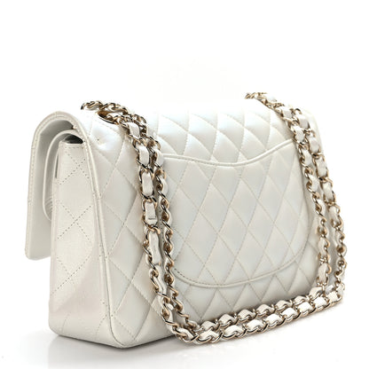 Chanel Iridescent Calfskin Quilted Medium Double Flap White 3 of 9