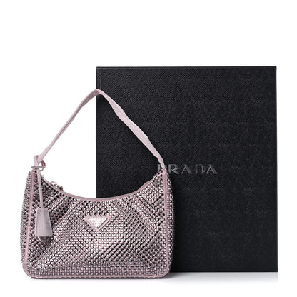 Prada Satin Crystal Mini Re-Edition 2000 Bag Alabastro 10 of 10