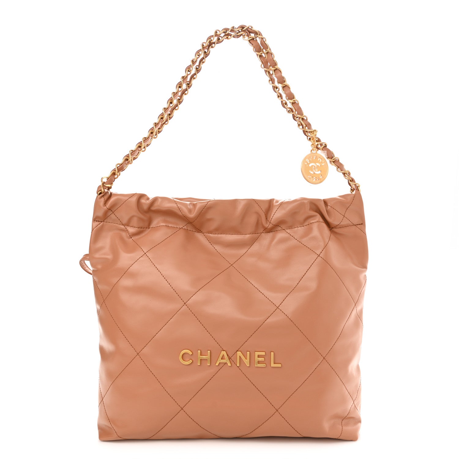 Chanel Shiny Calfskin Quilted Small Chanel 22 Camel 3 of 11