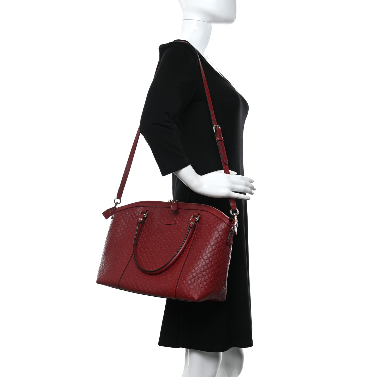 Soft Microguccissima Small Zippered Satchel Rosso