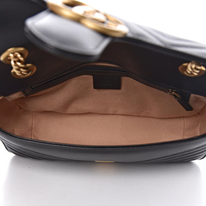 Gucci Calfskin Matelasse Small GG Marmont Shoulder Bag Black 5 of 11
