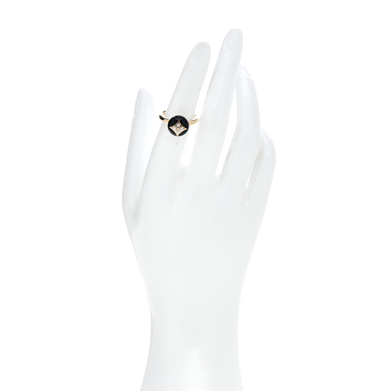 Louis Vuitton 18K Yellow Gold Diamond Black Onyx Idylle Blossom Ring 51 5.75 2 of 6