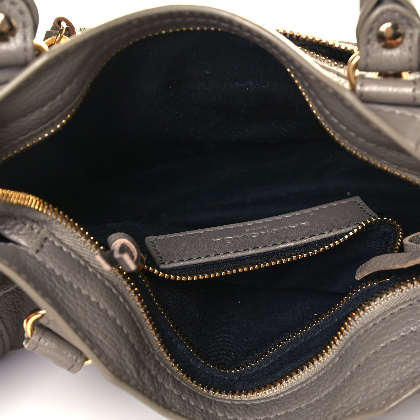 Chevre Gold Metallic Edge Hardware Mini City Gris Taupe
