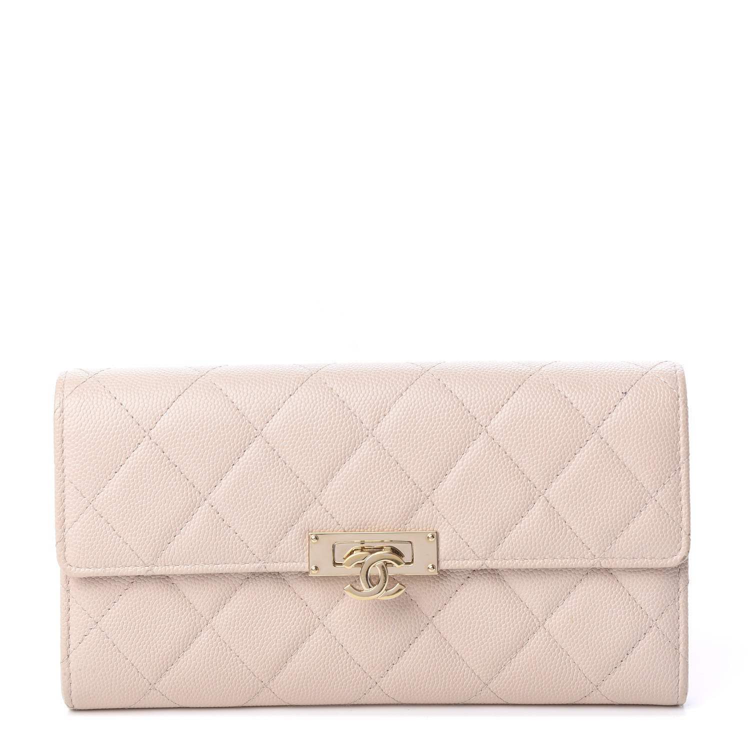 Chanel Caviar Quilted Large Golden Class Gusset Flap Wallet Light Beige 1 of 8