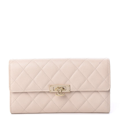 Chanel Caviar Quilted Large Golden Class Gusset Flap Wallet Light Beige 1 of 8