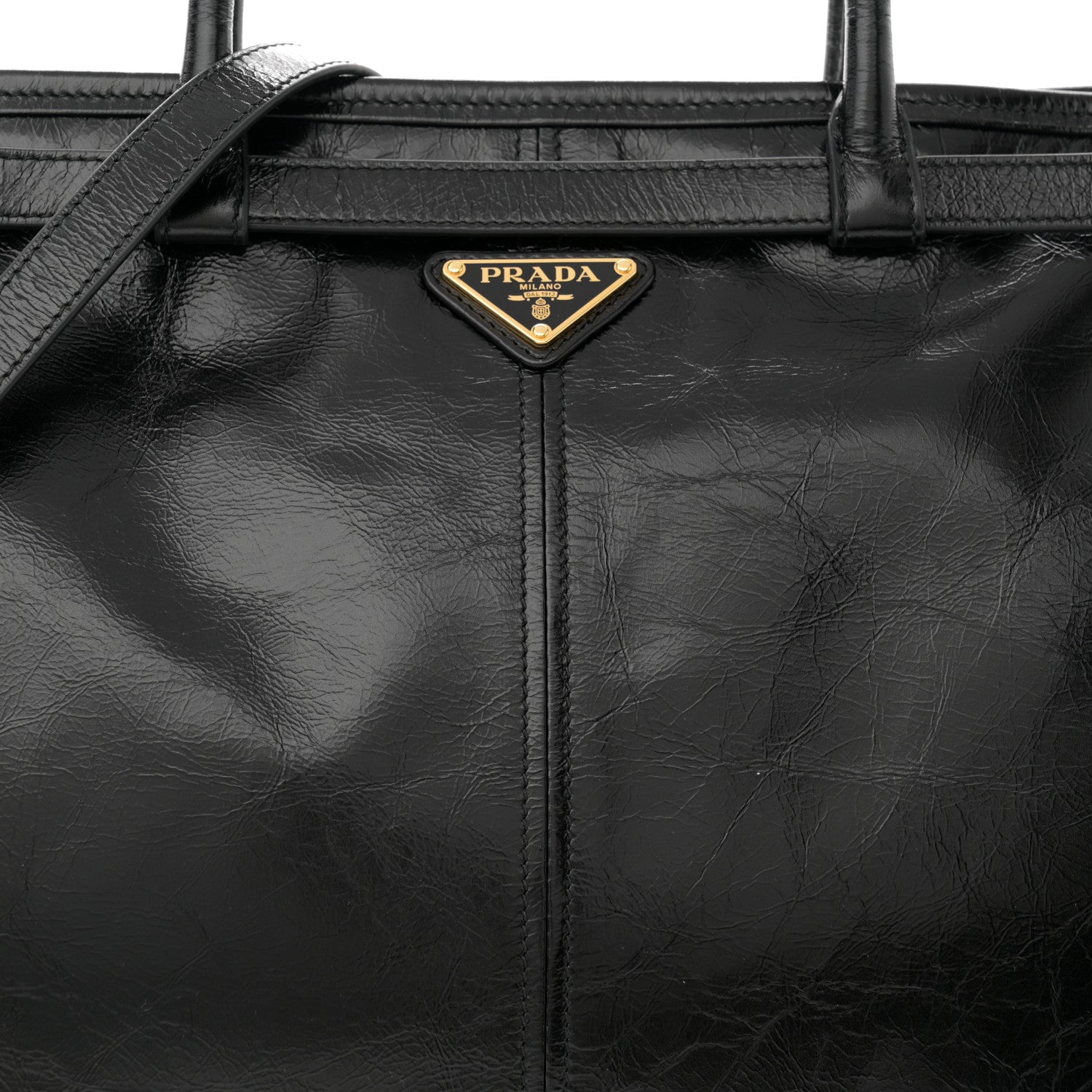 Prada Shiny Nappa Large Bonnie Shoulder Bag Black 8 of 11