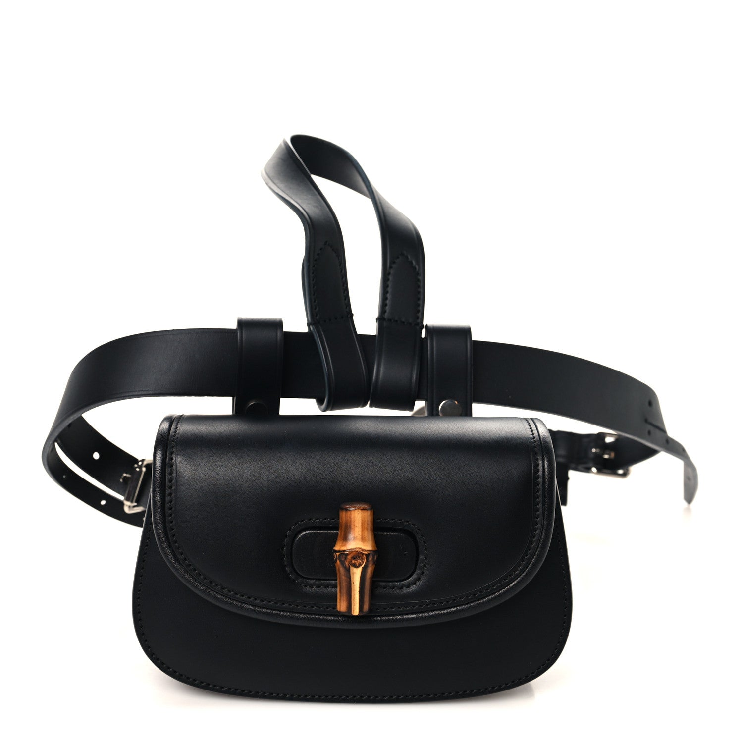 Gucci Calfskin Bamboo Mini 1947 Belt Bag 85 34  Black 1 of 10