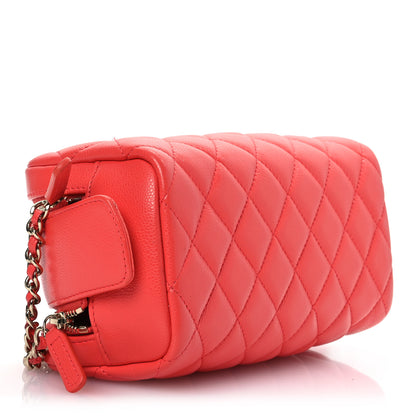 Chanel Caviar Quilted Double Zip Pouch Cosmetic Case Coral 4 of 14