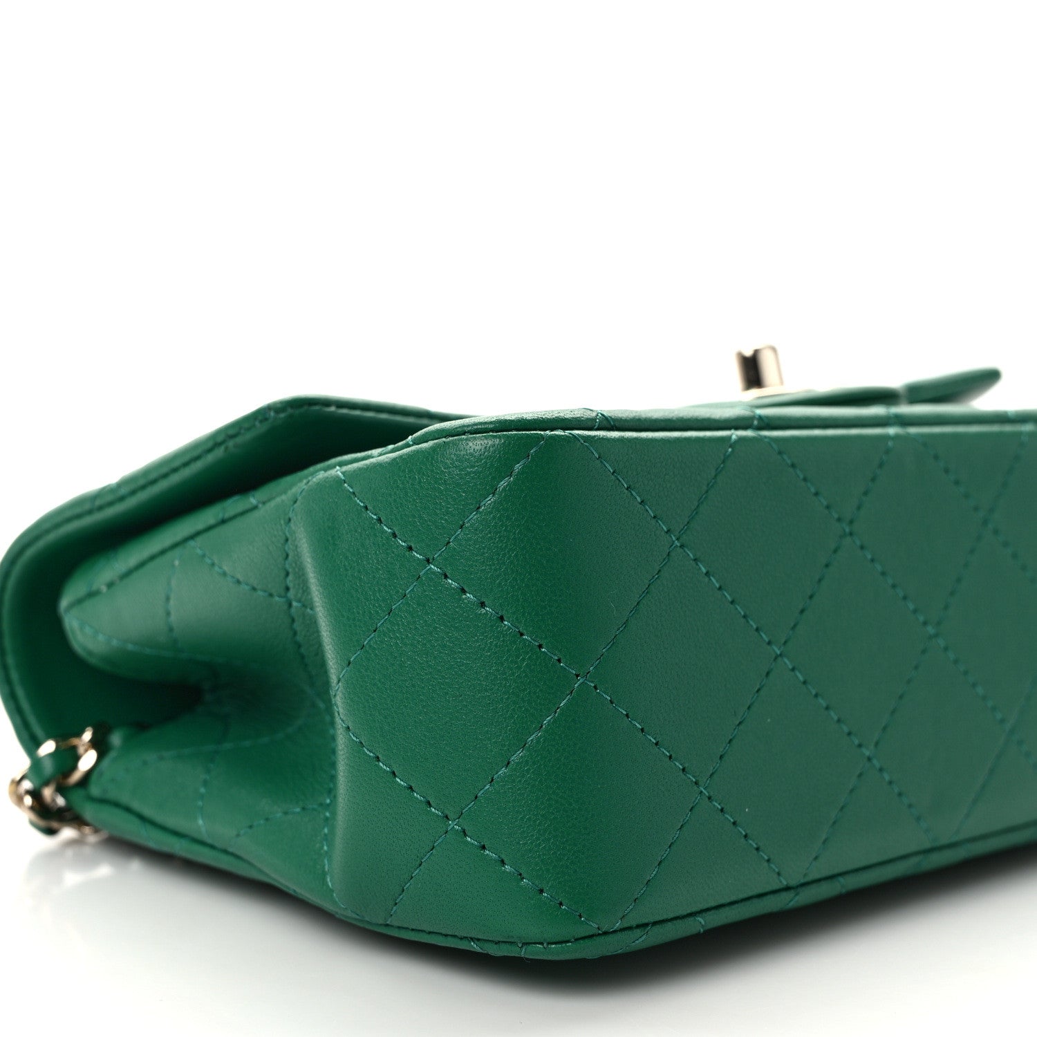 Chanel Lambskin Quilted Mini Top Handle Rectangular Flap Green 9 of 13