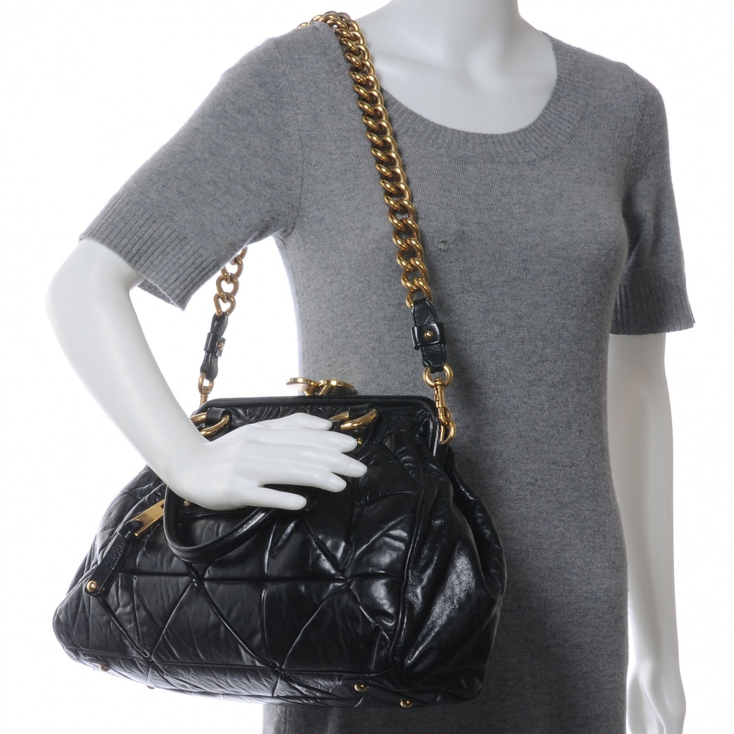 Leather Patchwork Stam Black
