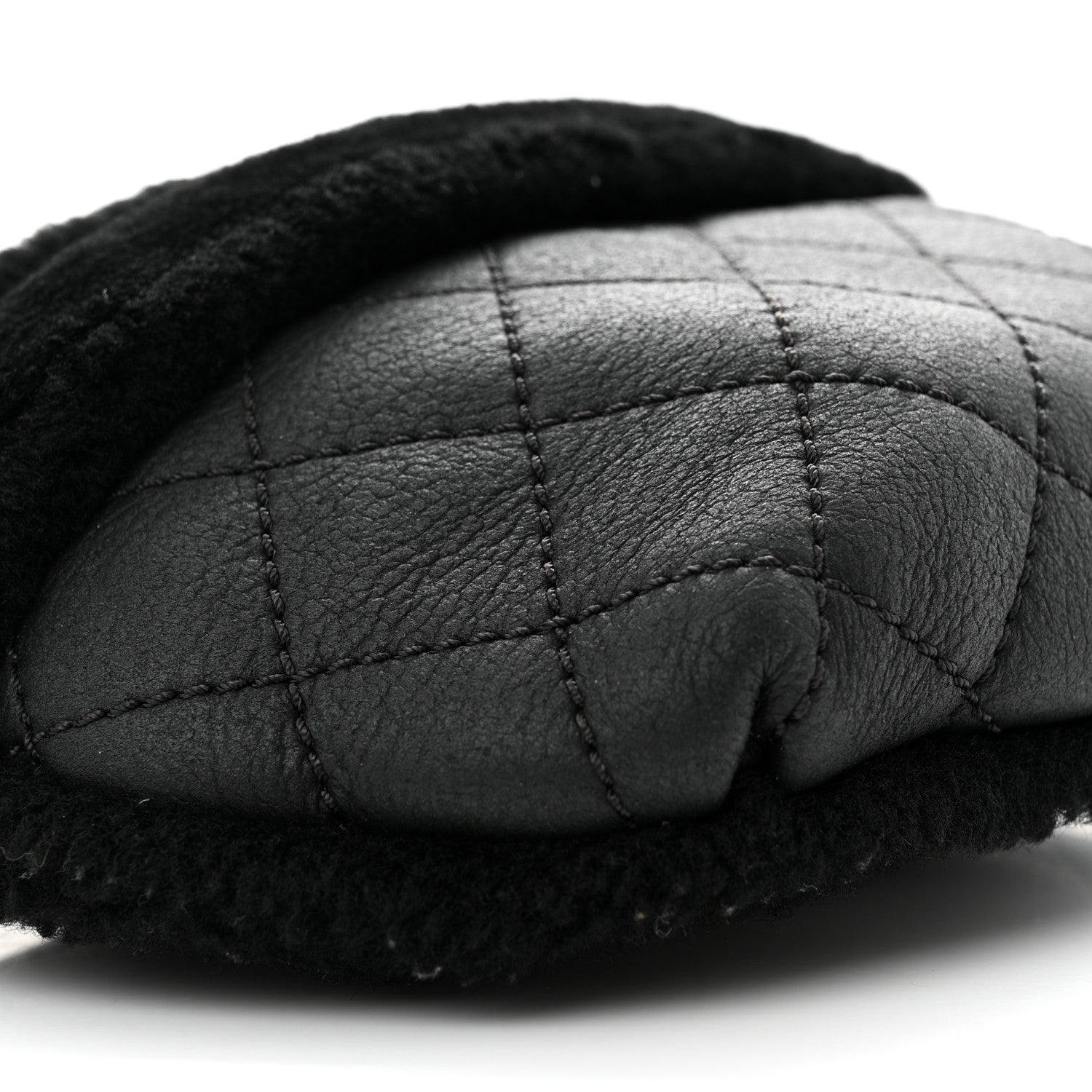 Chanel Calfskin Fur Quilted Waist Bag Fanny Pack Black 9 of 11