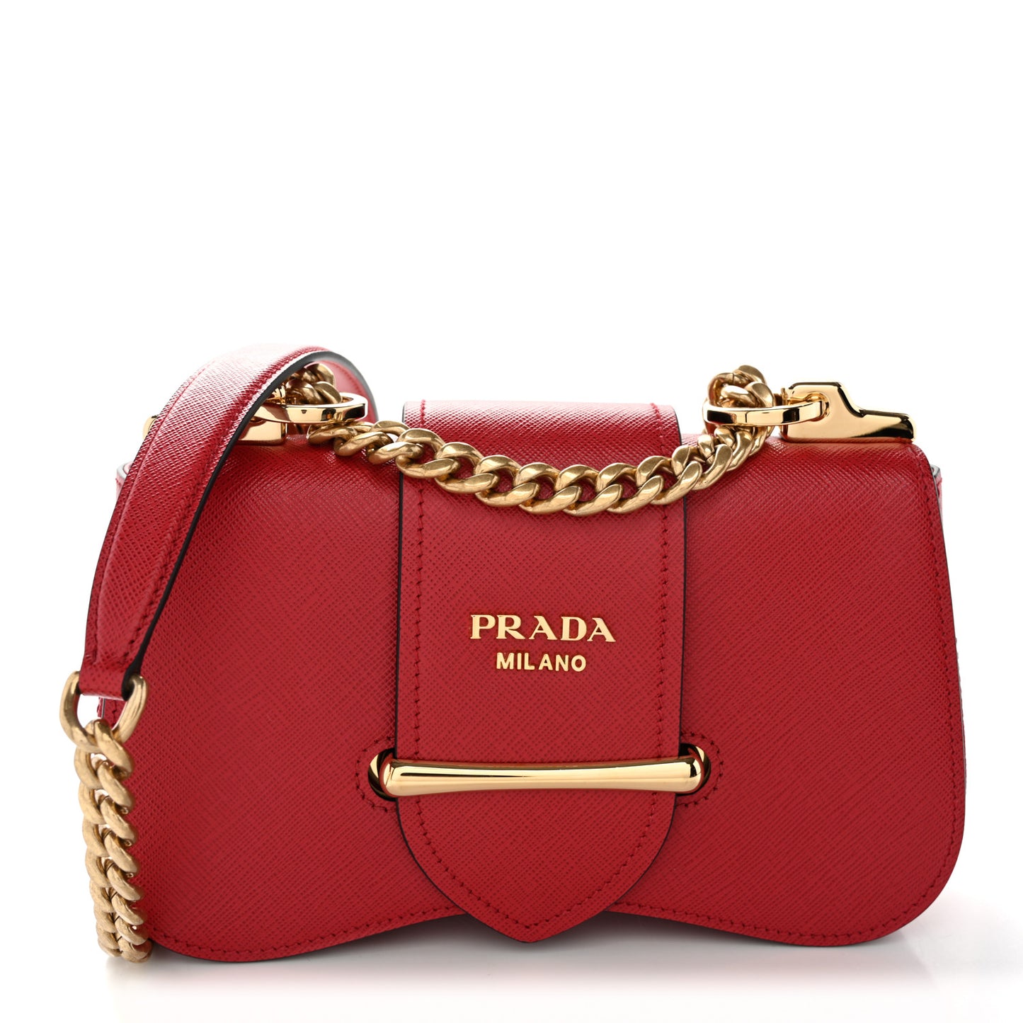 Saffiano Lux Sidonie Small Chain Crossbody Bag Fuoco
