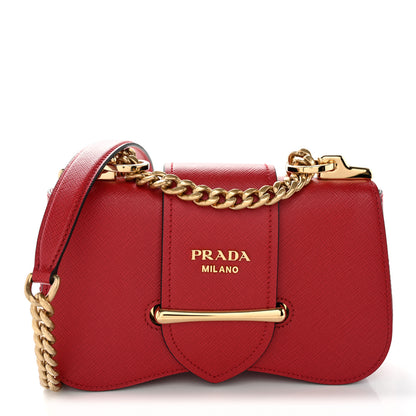 Prada Saffiano Lux Sidonie Small Chain Crossbody Bag Fuoco 1 of 10