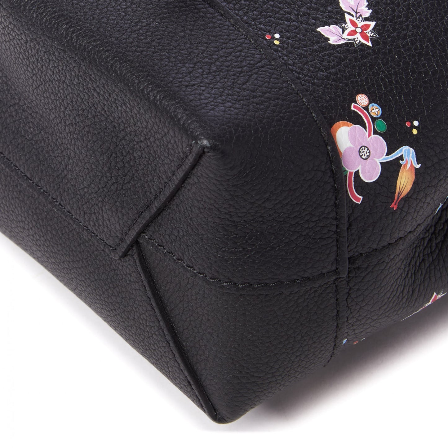 Calfskin Flower Lockme Mini Backpack Black Multicolor