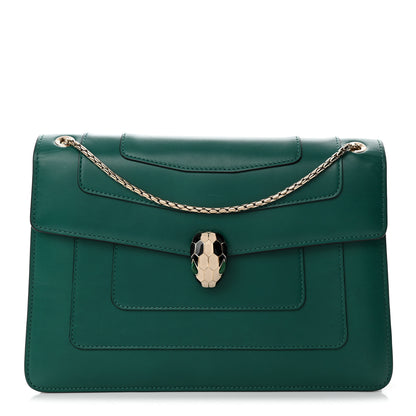 Bulgari Calfskin Serpenti Forever Snake Strap Crossbody Bag Emerald Green 1 of 10