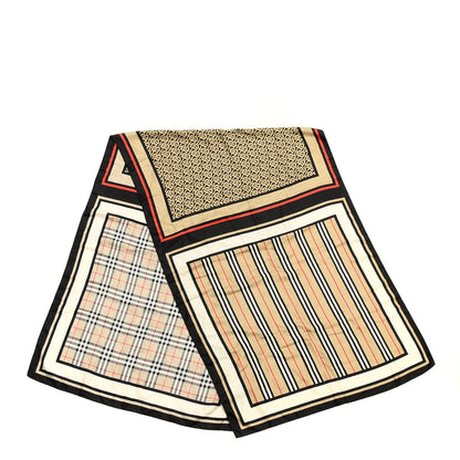 Burberry Silk Monogram Icon Check Print Scarf Archive Beige 2 of 3