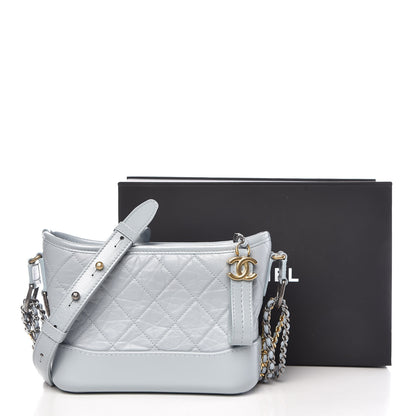 Chanel Aged Calfskin Quilted Small Gabrielle Hobo Light Blue 11 of 11