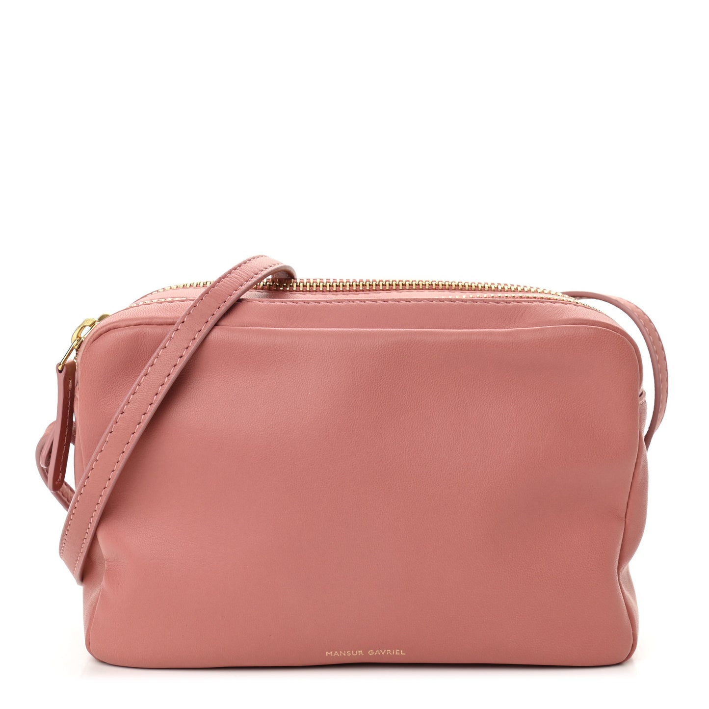 Calfskin Double Zip Crossbody Blush
