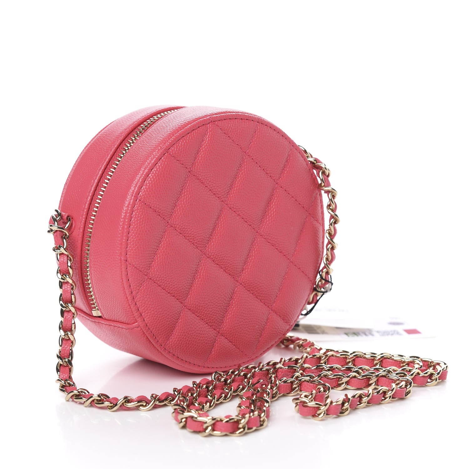 Chanel Caviar Quilted French New Wave Round Clutch With Chain Pink 3 of 11