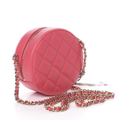 Chanel Caviar Quilted French New Wave Round Clutch With Chain Pink 3 of 11