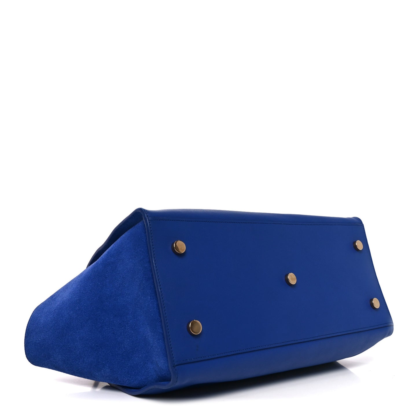 Calfskin Suede Small Monogram Downtown Cabas Blue Majorelle