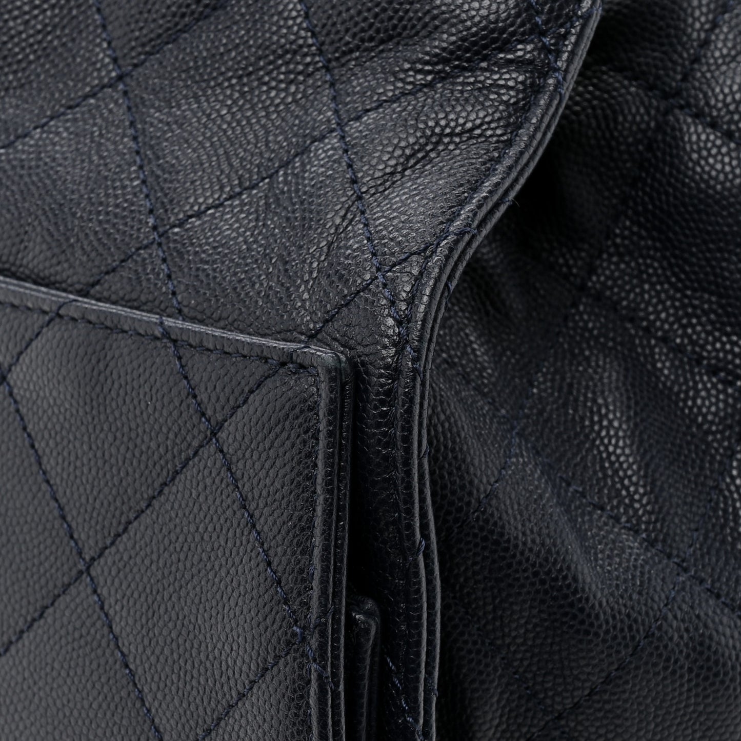Caviar Quilted Medium Chanel 25 Handbag Dark Navy