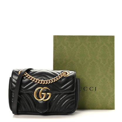 Gucci Calfskin Matelasse Mini GG Marmont Shoulder Bag Black 10 of 10