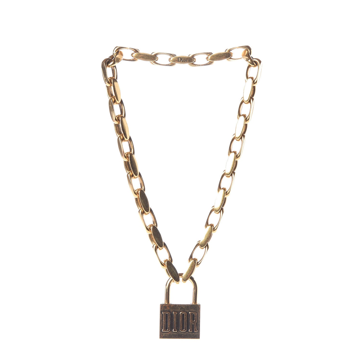 Christian Dior Metal Lucky Locket Choker Necklace Aged Gold 2 of 6