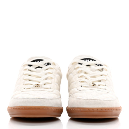 Chanel Suede Calfskin Quilted Sneakers 38 White 2 of 11