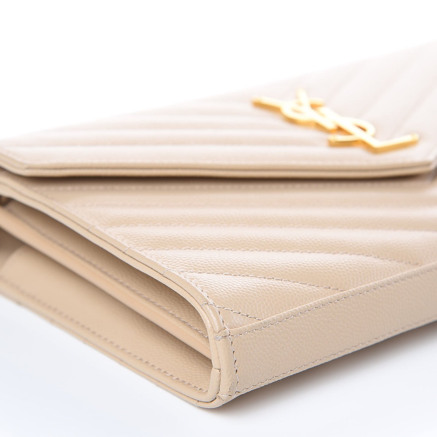 Grain De Poudre Matelasse Chevron Monogram Chain Wallet Nude Powder