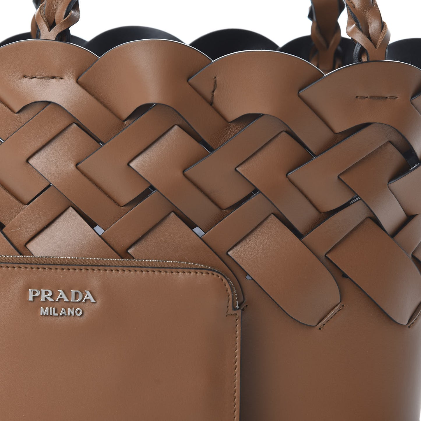 Vitello Intreccio Tote Bag Cognac Black