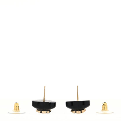 Chanel Resin Crystal CC Heart Earrings Black Gold 3 of 4