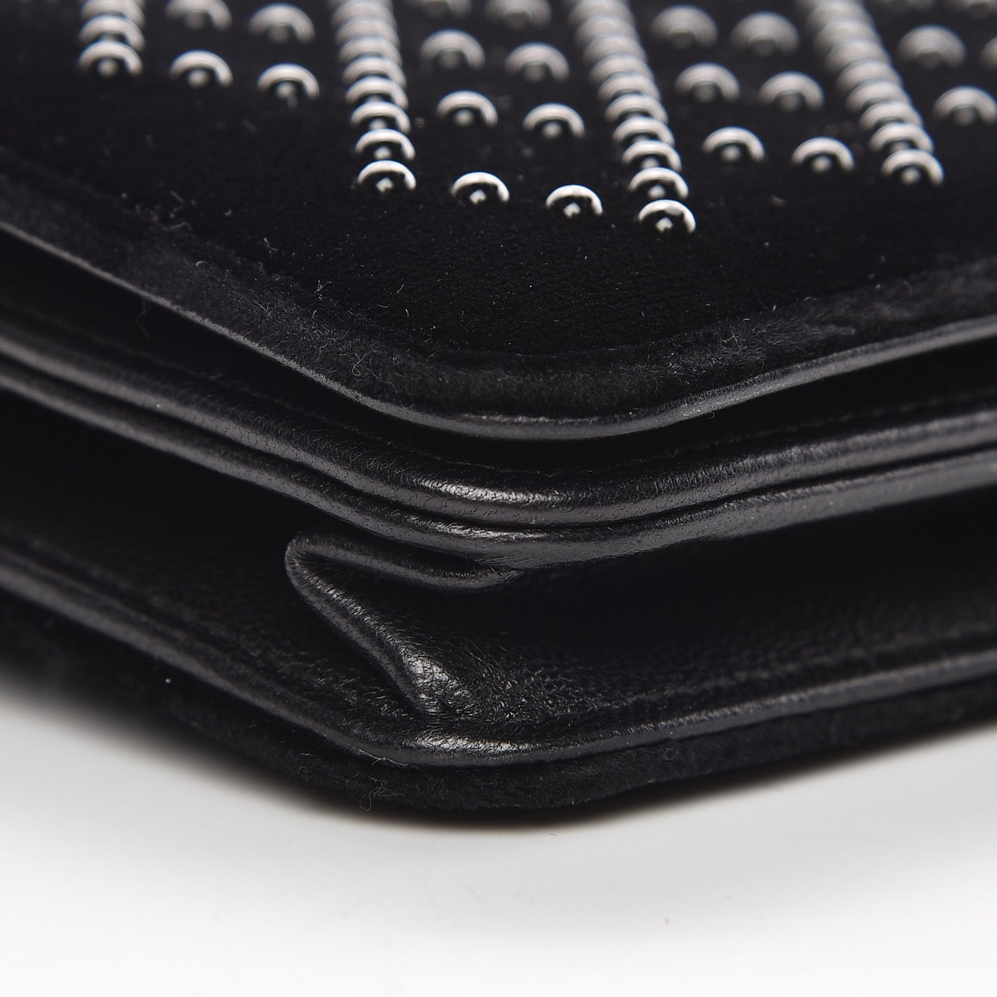 Velvet Studded Wallet On Chain WOC Black