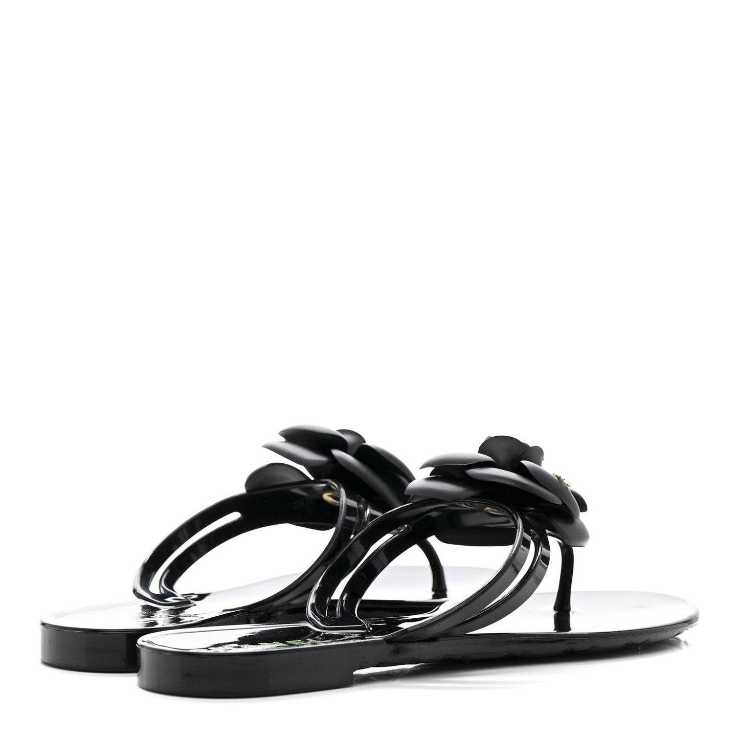 Jelly Camellia Thong Sandals 37 Black