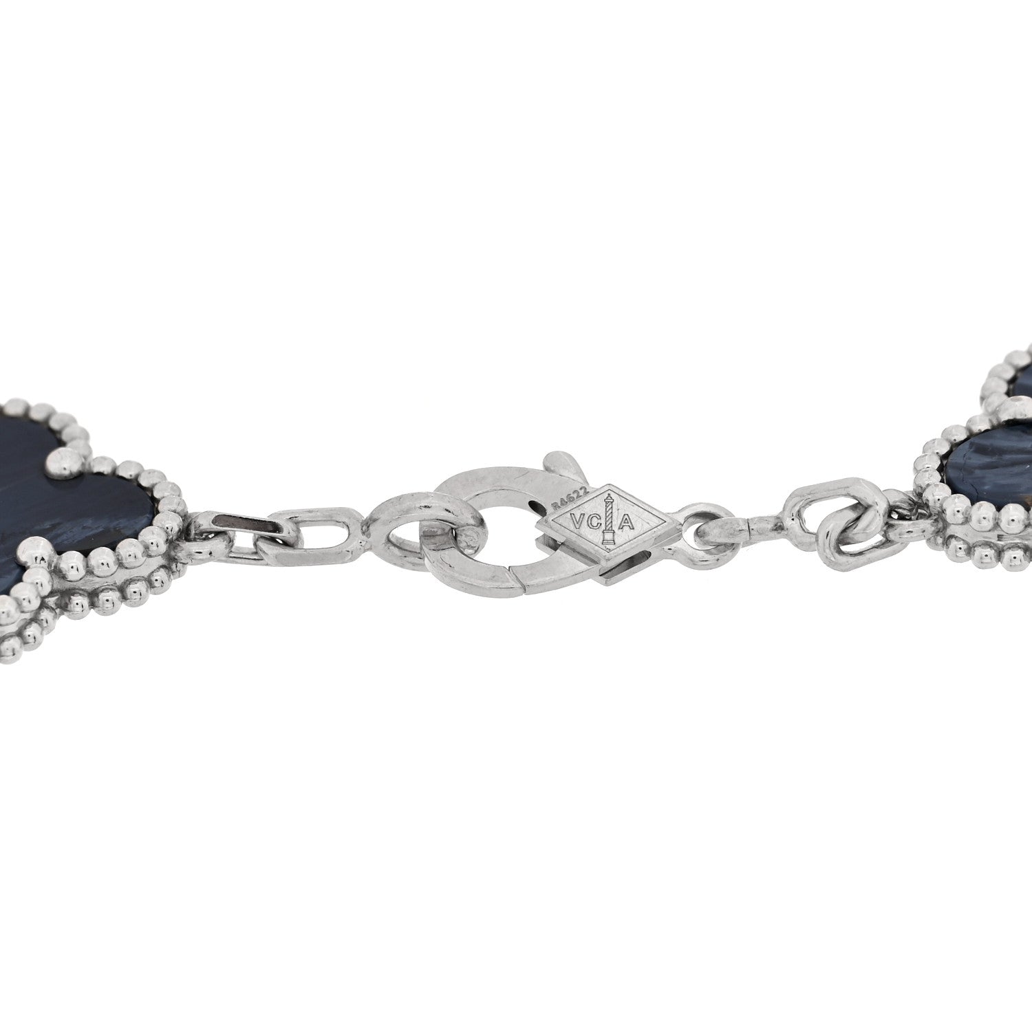 Van Cleef & Arpels 18K White Gold Pietersite 5 Motifs Vintage Alhambra Bracelet 3 of 4