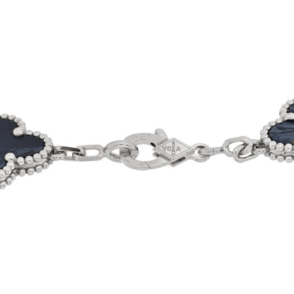 Van Cleef & Arpels 18K White Gold Pietersite 5 Motifs Vintage Alhambra Bracelet 3 of 4