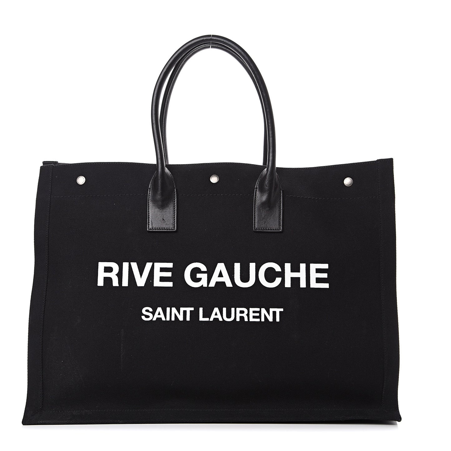 Linen Calfskin Rive Gauche Tote Black
