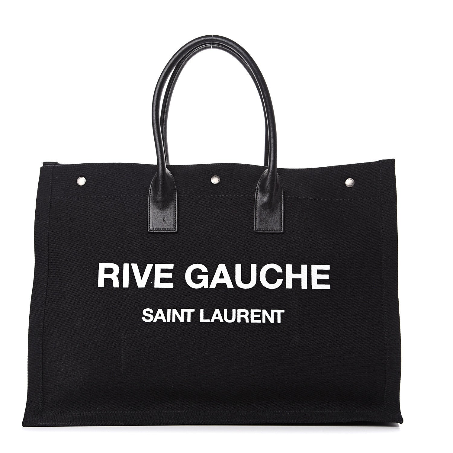 Saint Laurent Linen Calfskin Rive Gauche Tote Black 1 of 11