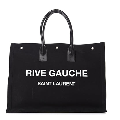 Saint Laurent Linen Calfskin Rive Gauche Tote Black 1 of 11