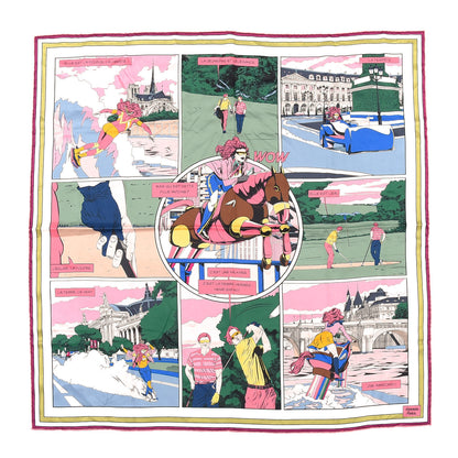 Hermes Silk Carre Wow Double Face Scarf 90 Rose Vert Rose Framboise 1 of 6