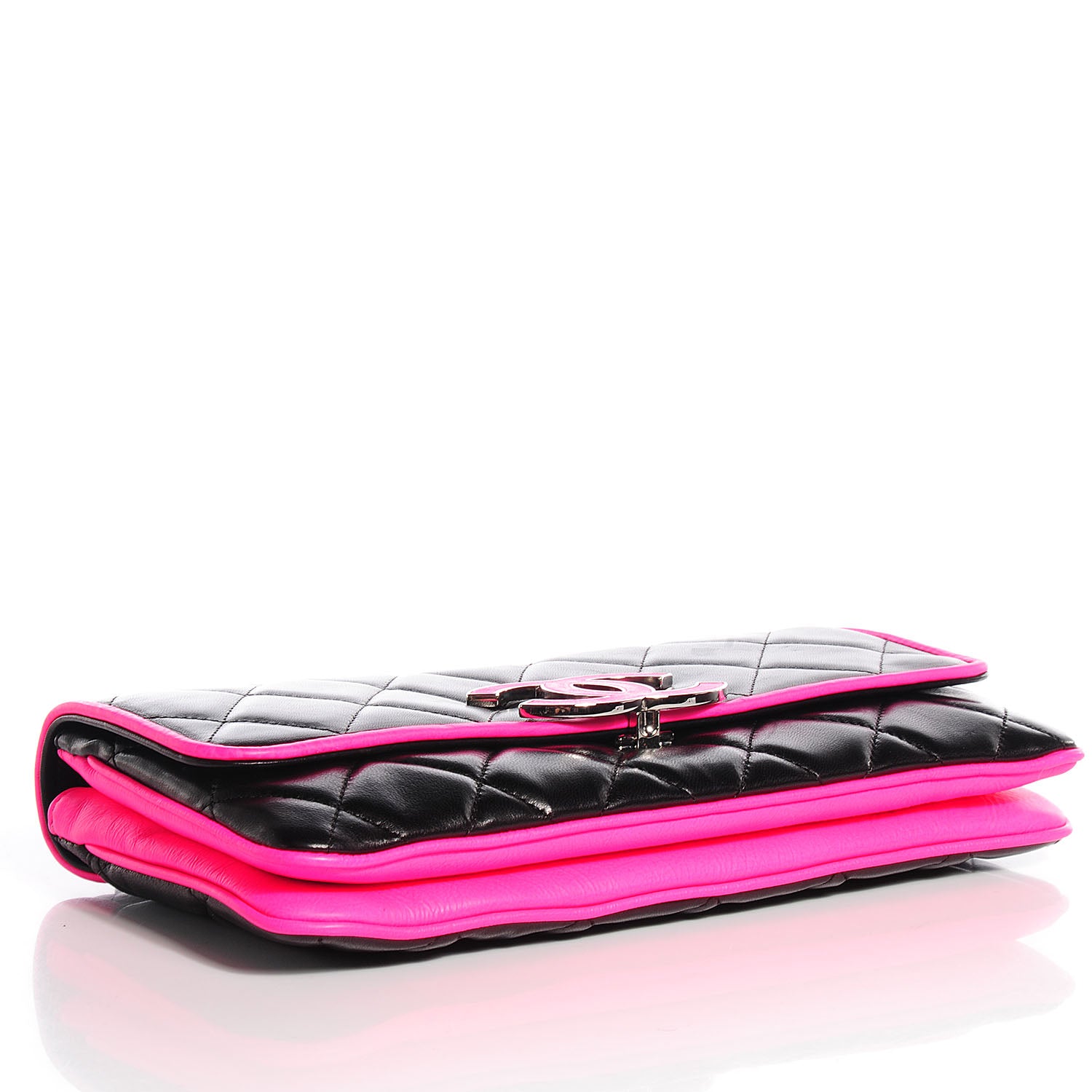 Chanel Lambskin Quilted Bi-Color Flap Black Pink 4 of 9