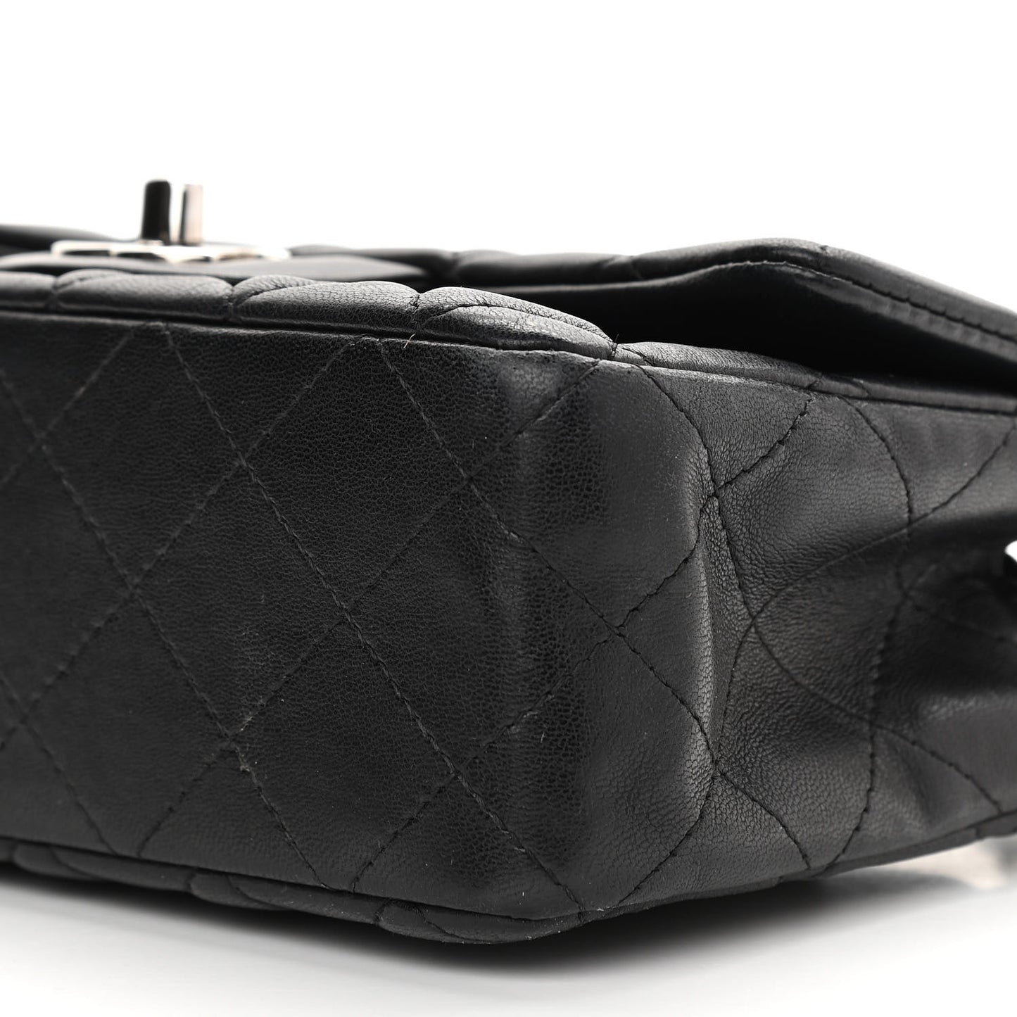 Lambskin Quilted Mini Rectangular Flap Black