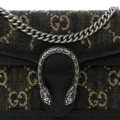 Gucci Jacquard Black Denim GG Monogram Super Mini Dionysus Shoulder Bag Black Ivory 7 of 9