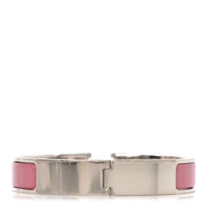 Hermes Enamel Narrow Clic Clac H Bracelet GM Rose Velours White 3 of 4